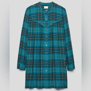 Aritzia Wilfred Free Berlin Plaid Long Sleeve Mini Shift Dress